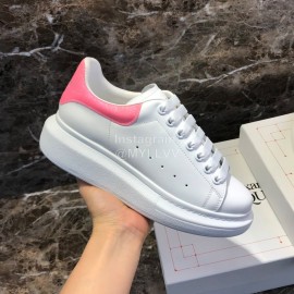 Alexander Mcqueen Silk Calf Leather Thick Soled Pink Casual Shoes For Men And Women