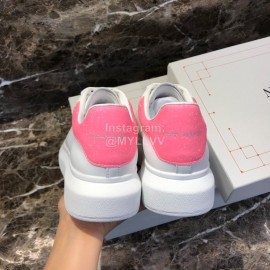 Alexander Mcqueen Silk Calf Leather Thick Soled Pink Casual Shoes For Men And Women