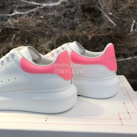 Alexander Mcqueen Silk Calf Leather Thick Soled Pink Casual Shoes For Men And Women