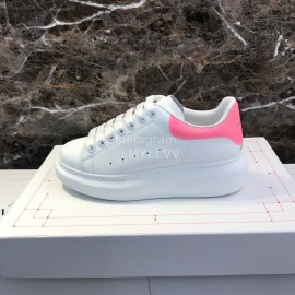 Alexander Mcqueen Silk Calf Leather Thick Soled Pink Casual Shoes For Men And Women