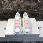 Alexander Mcqueen Silk Calf Leather Pink Thick Soled Casual Shoes For Men And Women