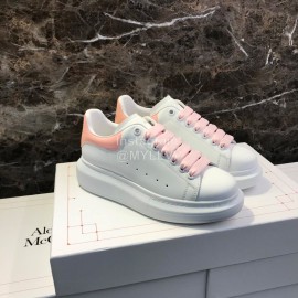 Alexander Mcqueen Silk Calf Leather Pink Thick Soled Casual Shoes For Men And Women