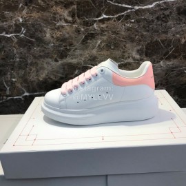 Alexander Mcqueen Silk Calf Leather Pink Thick Soled Casual Shoes For Men And Women
