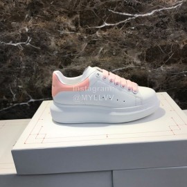 Alexander Mcqueen Silk Calf Leather Pink Thick Soled Casual Shoes For Men And Women