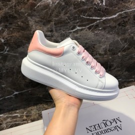 Alexander Mcqueen Silk Calf Leather Pink Thick Soled Casual Shoes For Men And Women
