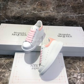 Alexander Mcqueen Silk Calf Leather Pink Thick Soled Casual Shoes For Men And Women