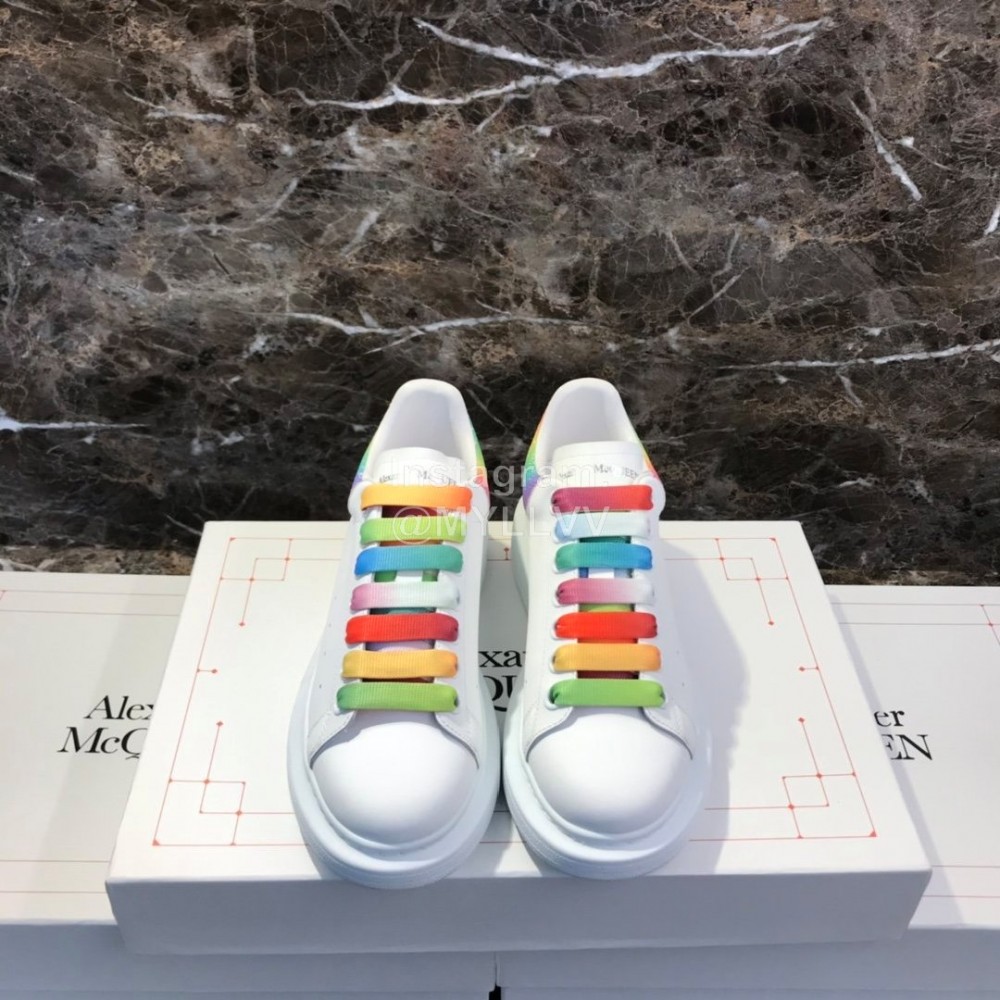 Alexander Mcqueen New Silk Calf Leather Thick Soled Casual Shoes For Men And Women