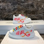 Alexander Mcqueen 5g Printed Silk Calf Leather Thick Soled Casual Shoes For Men And Women Orange