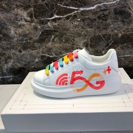 Alexander Mcqueen 5g Printed Silk Calf Leather Thick Soled Casual Shoes For Men And Women Orange