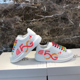 Alexander Mcqueen 5g Printed Silk Calf Leather Thick Soled Casual Shoes For Men And Women Orange