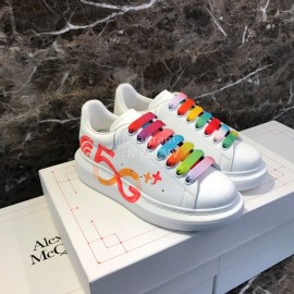 Alexander Mcqueen 5g Printed Silk Calf Leather Thick Soled Casual Shoes For Men And Women Orange