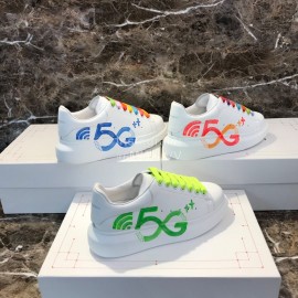 Alexander Mcqueen 5g Printed Silk Calf Leather Thick Soled Casual Shoes For Men And Women Orange