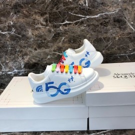 Alexander Mcqueen 5g Printed Silk Calf Leather Thick Soled Casual Shoes For Men And Women Blue