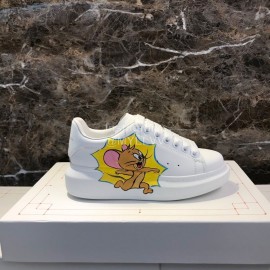 Alexander Mcqueen Tom And Jerry Printed Silk Calf Leather Thick Soled Casual Shoes For Men And Women