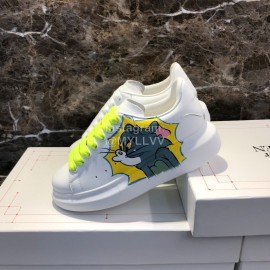 Alexander Mcqueen Tom And Jerry Printed Silk Calf Leather Thick Soled Casual Shoes For Men And Women