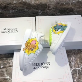 Alexander Mcqueen Tom And Jerry Printed Silk Calf Leather Thick Soled Casual Shoes For Men And Women