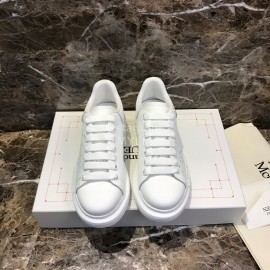 Alexander Mcqueen Blue Printed Silk Calf Leather Thick Soled Casual Shoes For Men And Women