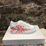 Alexander Mcqueen Pink Printed Silk Calf Leather Thick Soled Casual Shoes For Men And Women