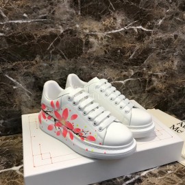 Alexander Mcqueen Pink Printed Silk Calf Leather Thick Soled Casual Shoes For Men And Women