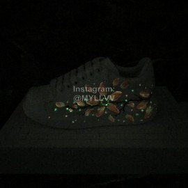 Alexander Mcqueen Pink Printed Silk Calf Leather Thick Soled Casual Shoes For Men And Women