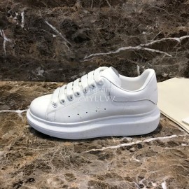 Alexander Mcqueen White Silk Calf Leather Thick Soled Casual Shoes For Men And Women