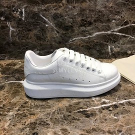 Alexander Mcqueen White Silk Calf Leather Thick Soled Casual Shoes For Men And Women