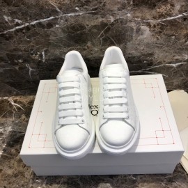 Alexander Mcqueen White Silk Calf Leather Thick Soled Casual Shoes For Men And Women
