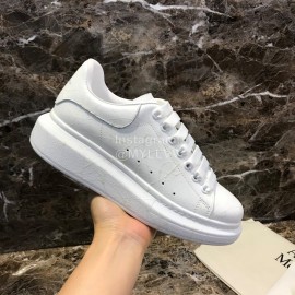 Alexander Mcqueen White Silk Calf Leather Thick Soled Casual Shoes For Men And Women