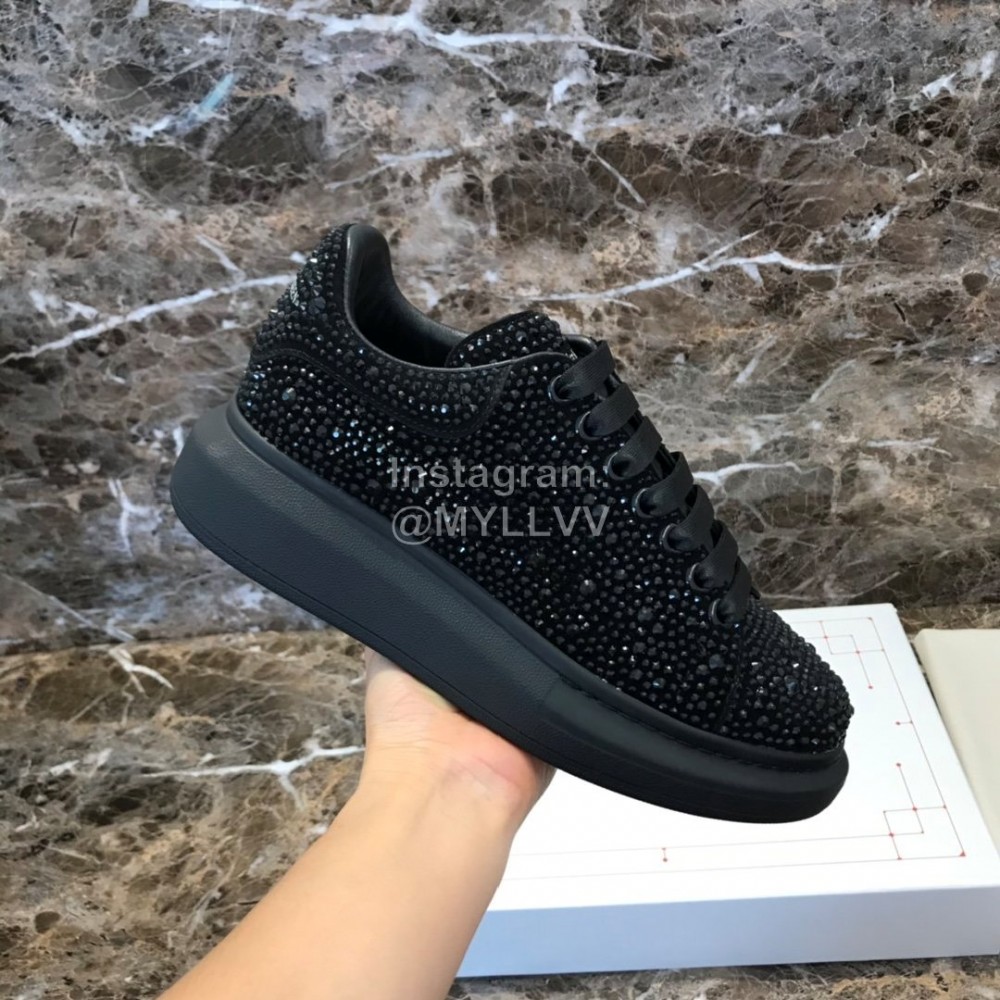 Alexander Mcqueen Black Calf Leather Thick Soled Casual Shoes For Men And Women