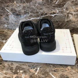 Alexander Mcqueen Black Calf Leather Thick Soled Casual Shoes For Men And Women