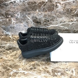 Alexander Mcqueen Black Calf Leather Thick Soled Casual Shoes For Men And Women