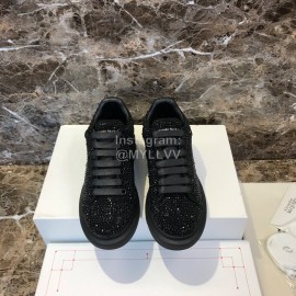 Alexander Mcqueen Black Calf Leather Thick Soled Casual Shoes For Men And Women