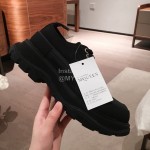 Alexander Mcqueen Fashion Sheepskin Thick Sole Sneakers For Men And Women Black