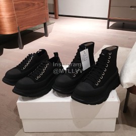 Alexander Mcqueen Fashion Sheepskin Thick Sole Sneakers For Men And Women Black