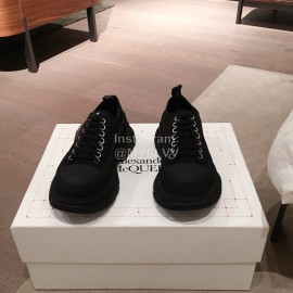 Alexander Mcqueen Fashion Sheepskin Thick Sole Sneakers For Men And Women Black