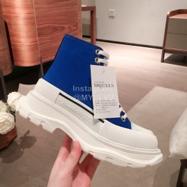 Alexander Mcqueen Fashion Sheepskin Thick Sole Sneakers For Men And Women Blue