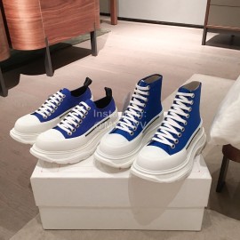 Alexander Mcqueen Fashion Sheepskin Thick Sole Sneakers For Men And Women Blue
