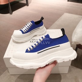 Alexander Mcqueen Fashion Sheepskin Thick Sole Sneakers For Men And Women Blue