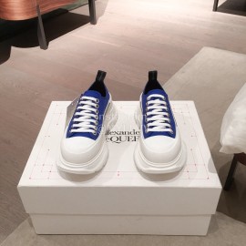Alexander Mcqueen Fashion Sheepskin Thick Sole Sneakers For Men And Women Blue