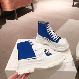 Alexander Mcqueen Fashion Sheepskin Thick Sole Sneakers For Men And Women Blue