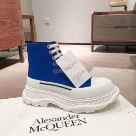 Alexander Mcqueen Fashion Sheepskin Thick Sole Sneakers For Men And Women Blue