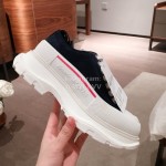 Alexander Mcqueen Fashion Sheepskin Thick Sole Black Sneakers For Men And Women