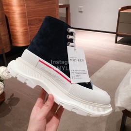 Alexander Mcqueen Fashion Sheepskin Thick Sole Black Sneakers For Men And Women