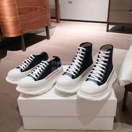 Alexander Mcqueen Fashion Sheepskin Thick Sole Black Sneakers For Men And Women