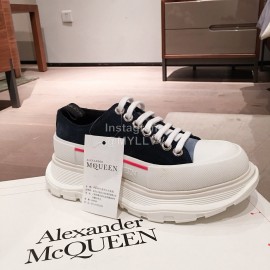 Alexander Mcqueen Fashion Sheepskin Thick Sole Black Sneakers For Men And Women