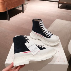 Alexander Mcqueen Fashion Sheepskin Thick Sole Black Sneakers For Men And Women