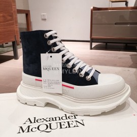 Alexander Mcqueen Fashion Sheepskin Thick Sole Black Sneakers For Men And Women