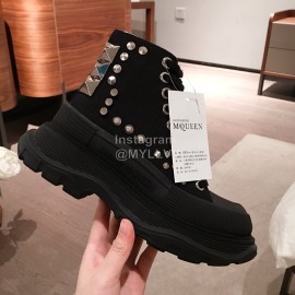 Alexander Mcqueen Fashion Sheepskin Black Thick Sole Sneakers For Men And Women