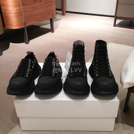 Alexander Mcqueen Fashion Sheepskin Black Thick Sole Sneakers For Men And Women