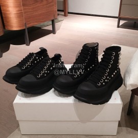 Alexander Mcqueen Fashion Sheepskin Black Thick Sole Sneakers For Men And Women